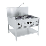 High-Performance Combisteel 3-Burner Gas Wok Cooker - 2 x 17kW + 1 x 9kW Efficiency