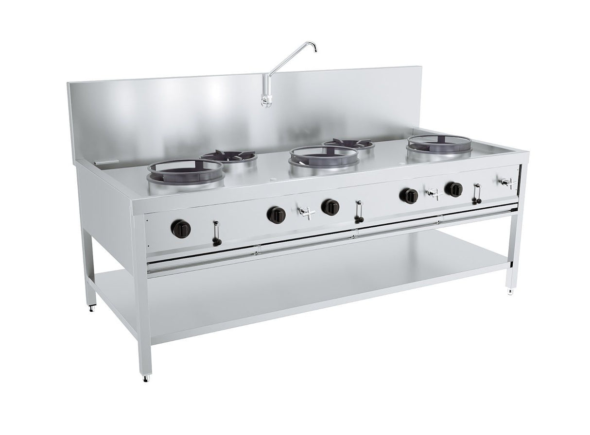 Versatile Combisteel 5-Burner Gas Wok Stove – Powerhouse Cooking with 3 x 17kW and 2 x 9kW Burners!