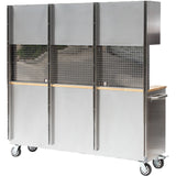 Heavy Duty Steel Rolling Tool Chest With Wooden Worktop 15 Drawers 3 Overhead Cabinets 1978x510x1828mm Stainless Steel | 722038 Apsilver