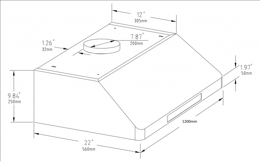Premium Combisteel 1200mm Deep Extraction Hood with Motor, Filters, and LED Lighting - Model 7227.0010