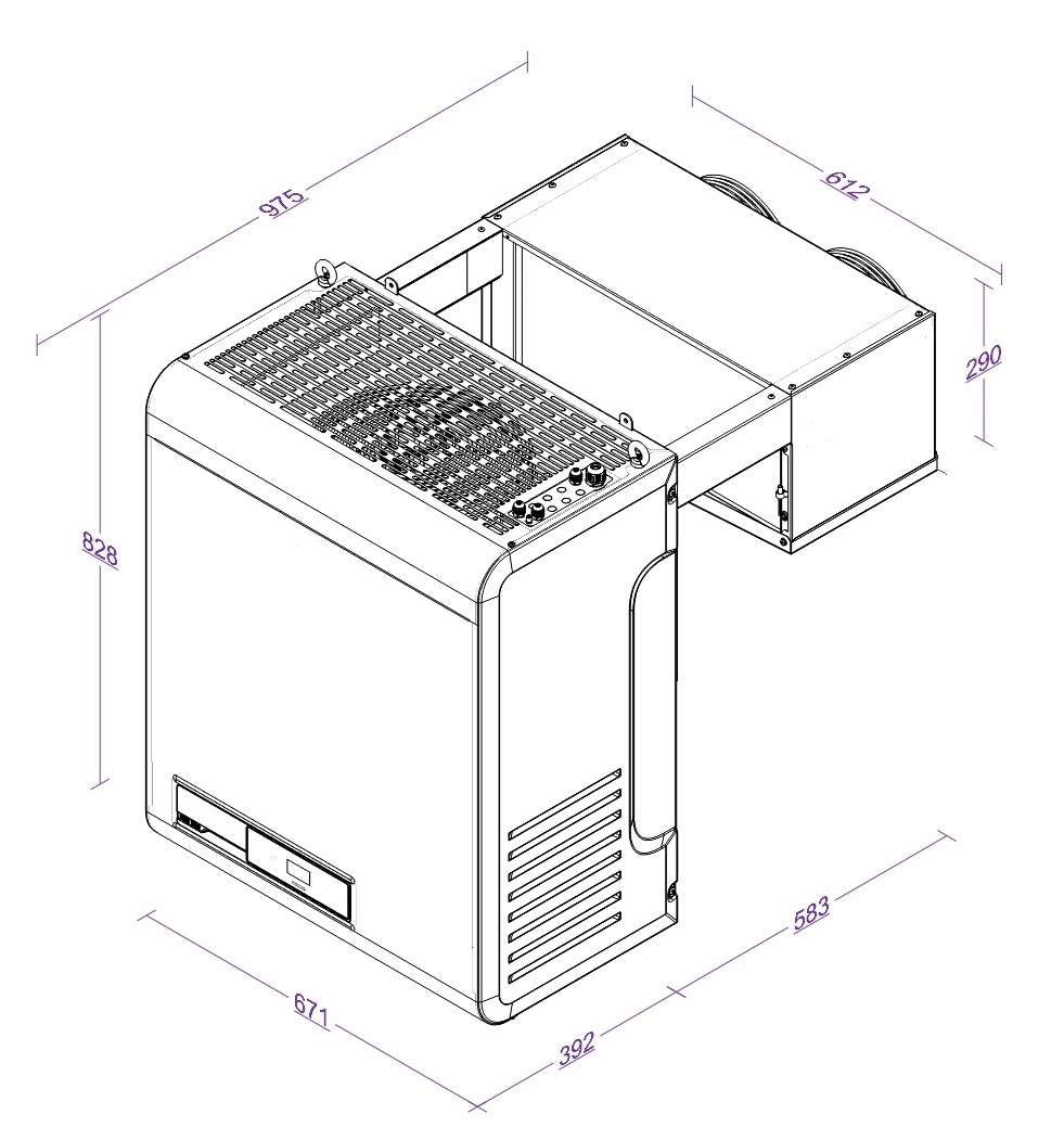 Combisteel Wall-Mounted Negative Straddle Type Unit - Spacious 5.1-9.1 M³ Capacity - Model 7265.0075