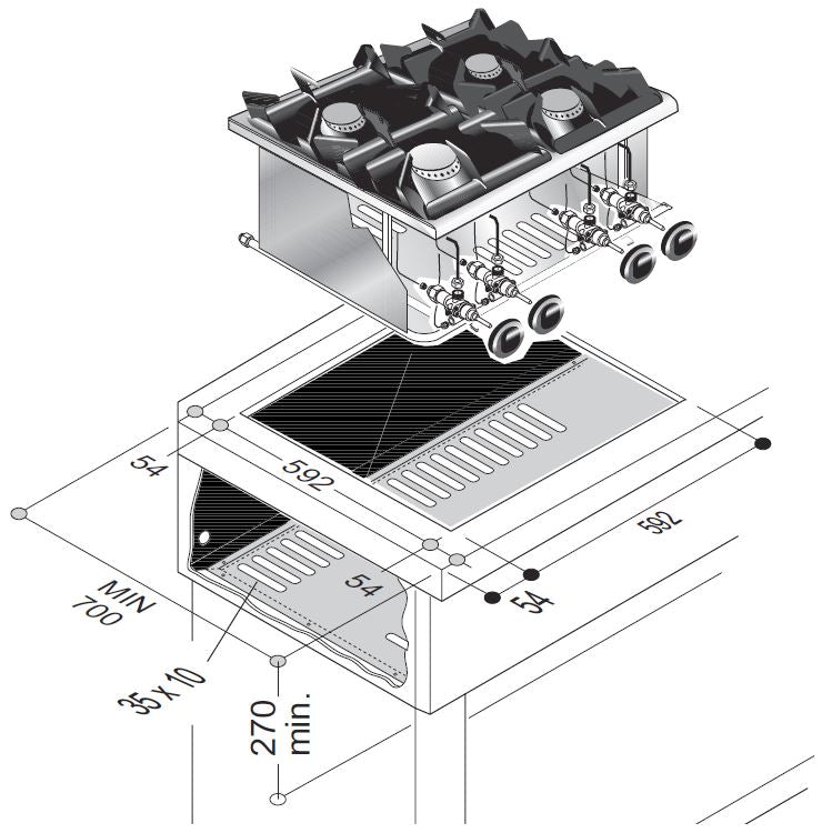 Ultimate 4-Burner Gas Range by Combisteel - Powerful 14Kw Performance - Model 7266.0020