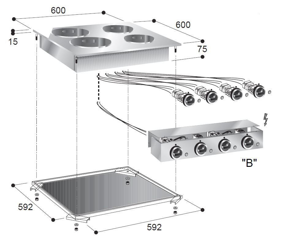 Versatile 4-Burner Electric Range by Combisteel - Model 7266.0030