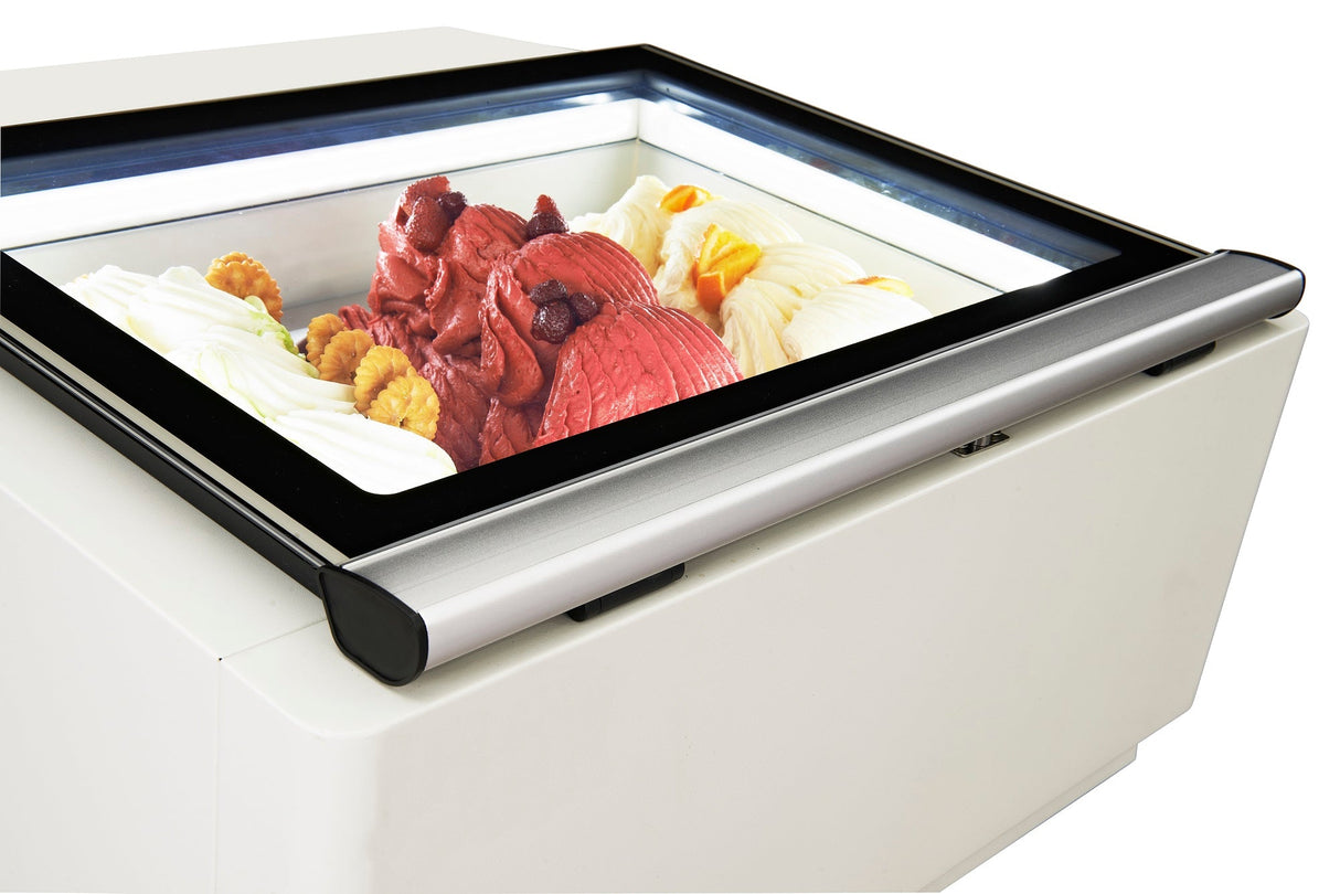 Sleek White Combisteel Countertop Ice Cream Display - Convenient Side Access Model 7292.0005