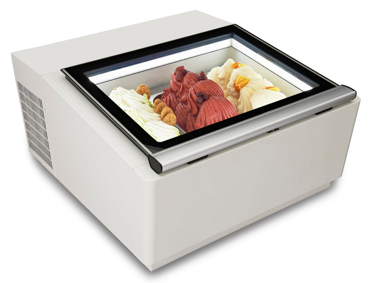 Sleek White Countertop Ice Cream Display by Combisteel - Customer-Friendly Side Access - Model 7292.0015