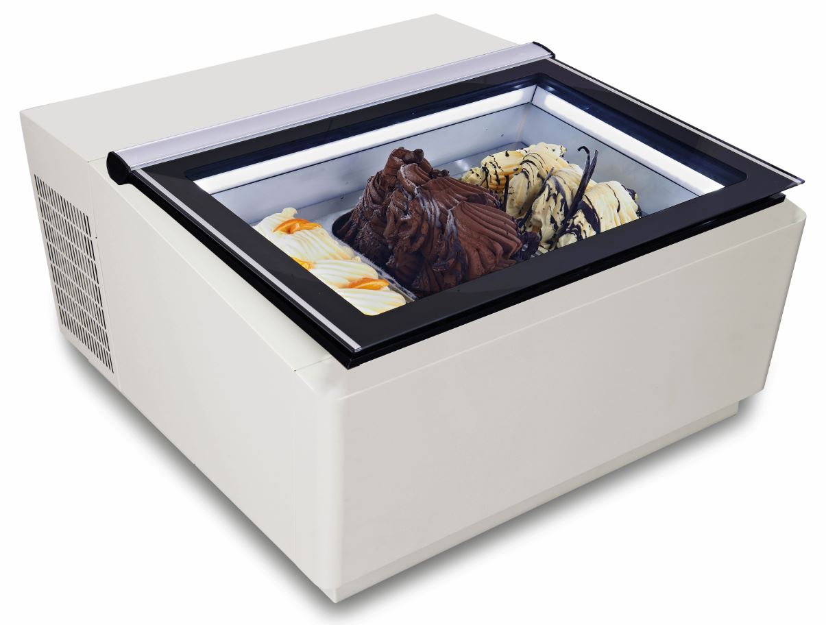 Sleek White Countertop Ice Cream Display by Combisteel - Customer-Friendly Side Access - Model 7292.0015