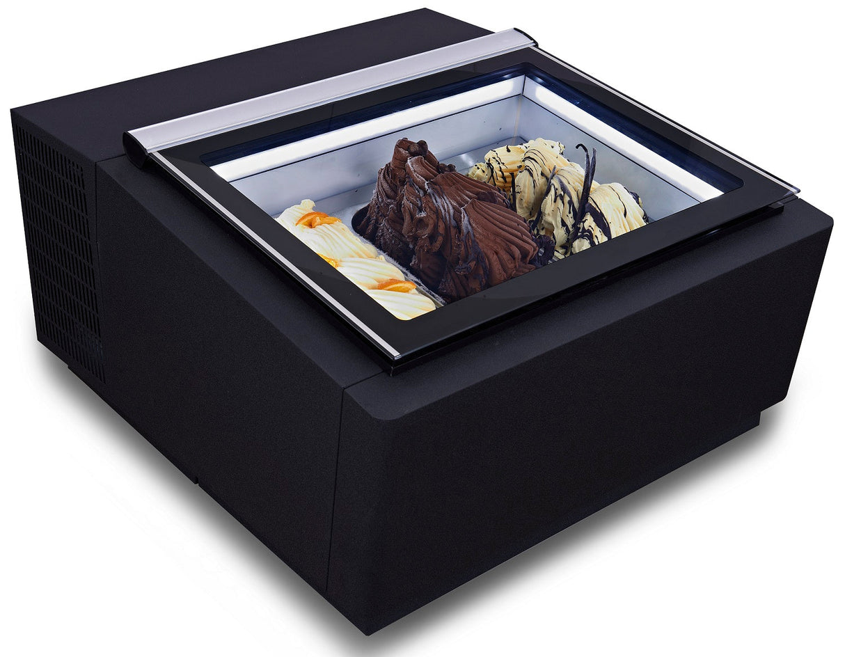 Stylish Combisteel Black Countertop Ice Cream Display Case - Customer-Friendly Access Model 7292.0020