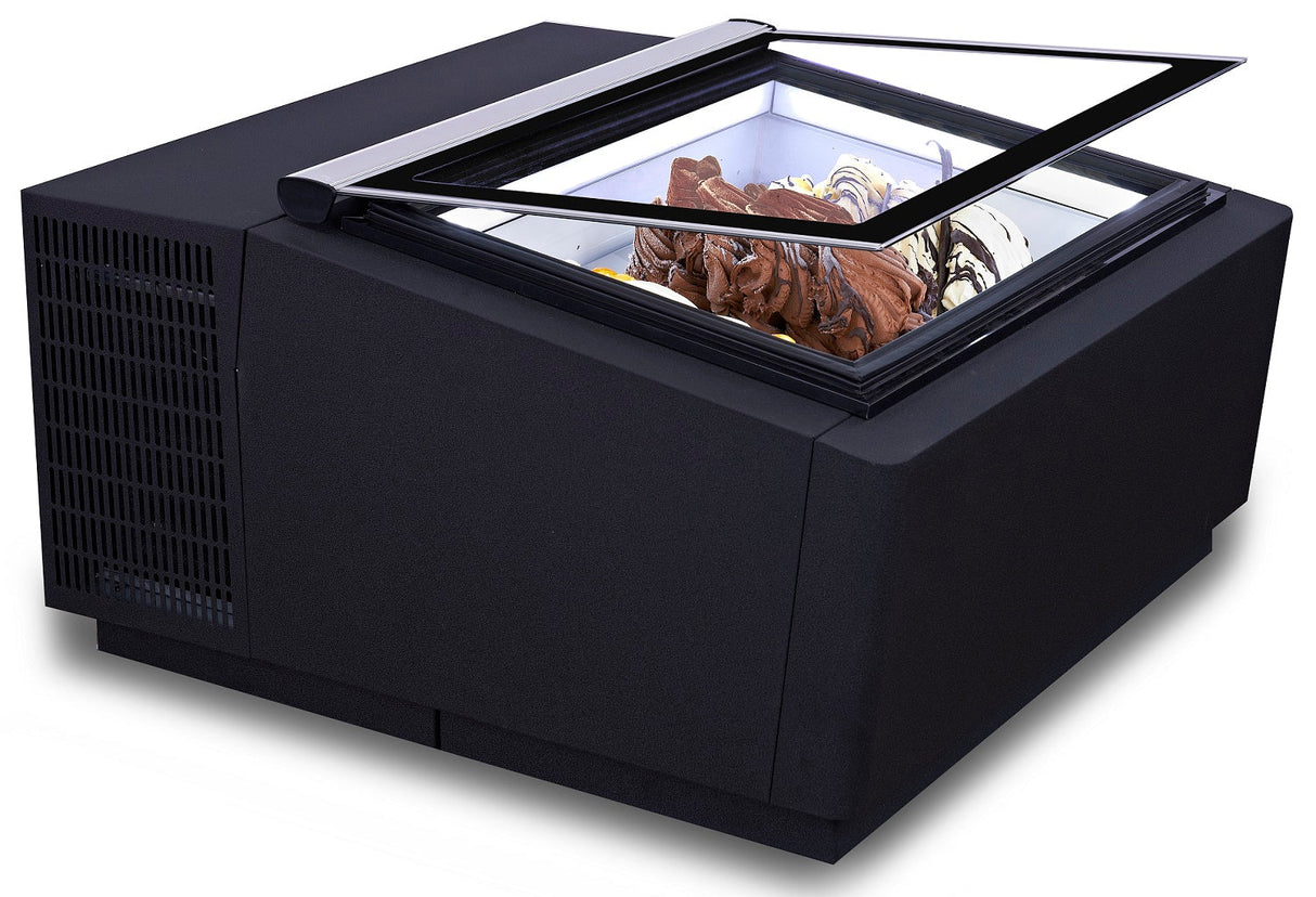 Stylish Combisteel Black Countertop Ice Cream Display Case - Customer-Friendly Access Model 7292.0020