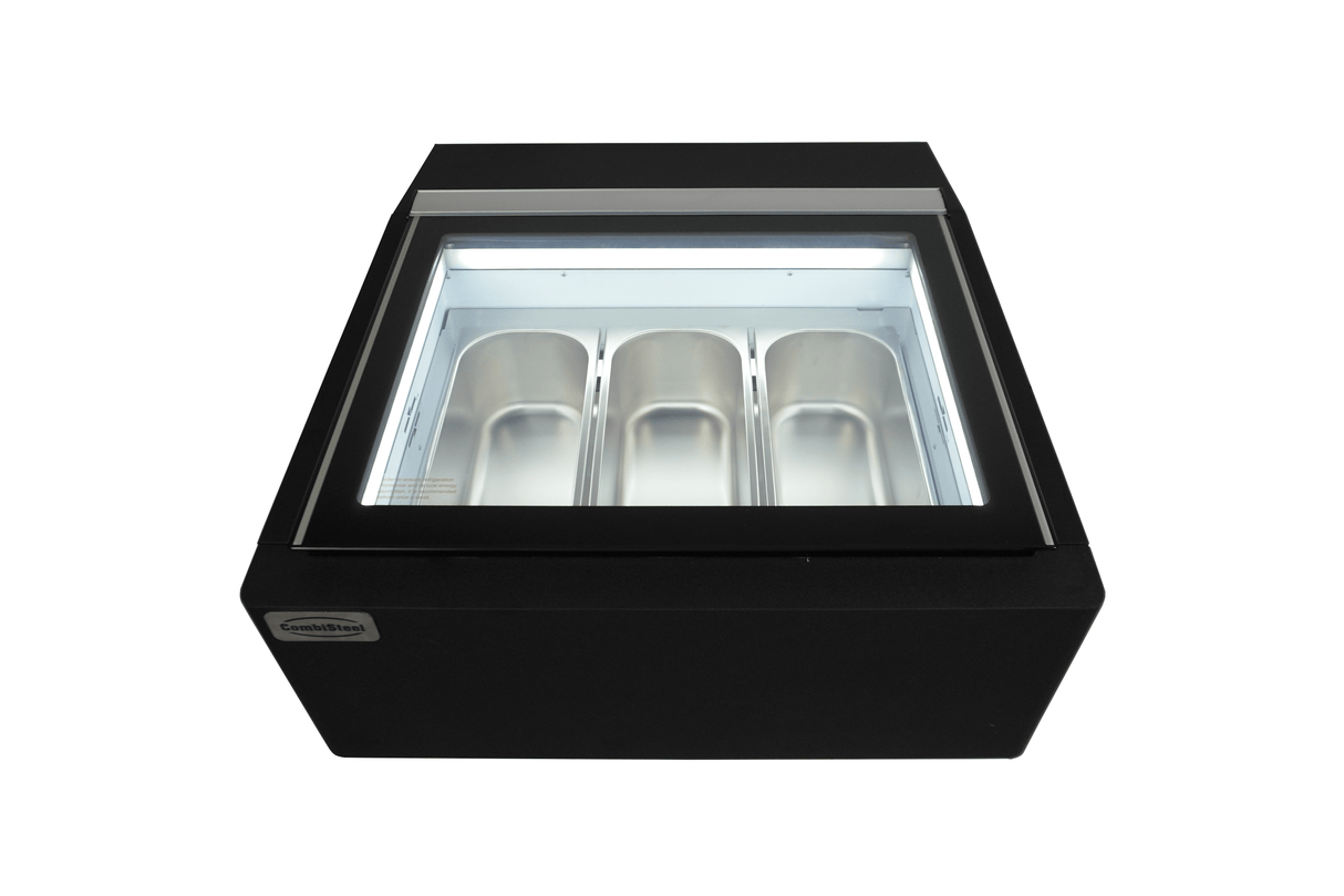 Stylish Combisteel Black Countertop Ice Cream Display Case - Customer-Friendly Access Model 7292.0020