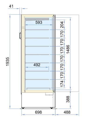 Sleek Combisteel Glass Door Freezer with Static Cooling - Model 7295.0070