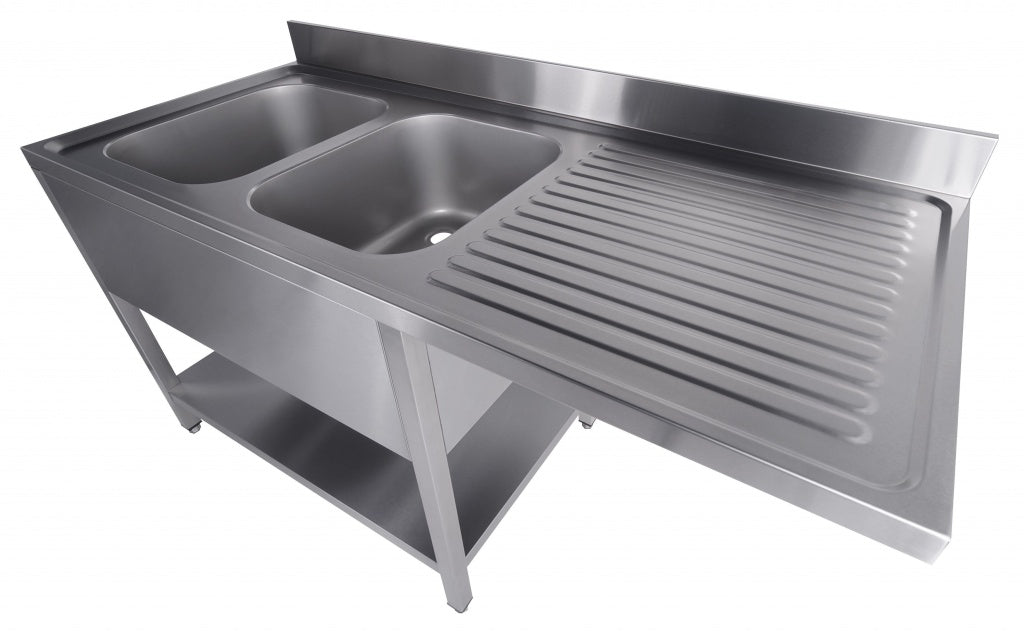 Premium Combisteel Double Left-Hand Bowls Dishwasher Sink - Spacious 1600 x 700mm Design (Model: 7333.1420)