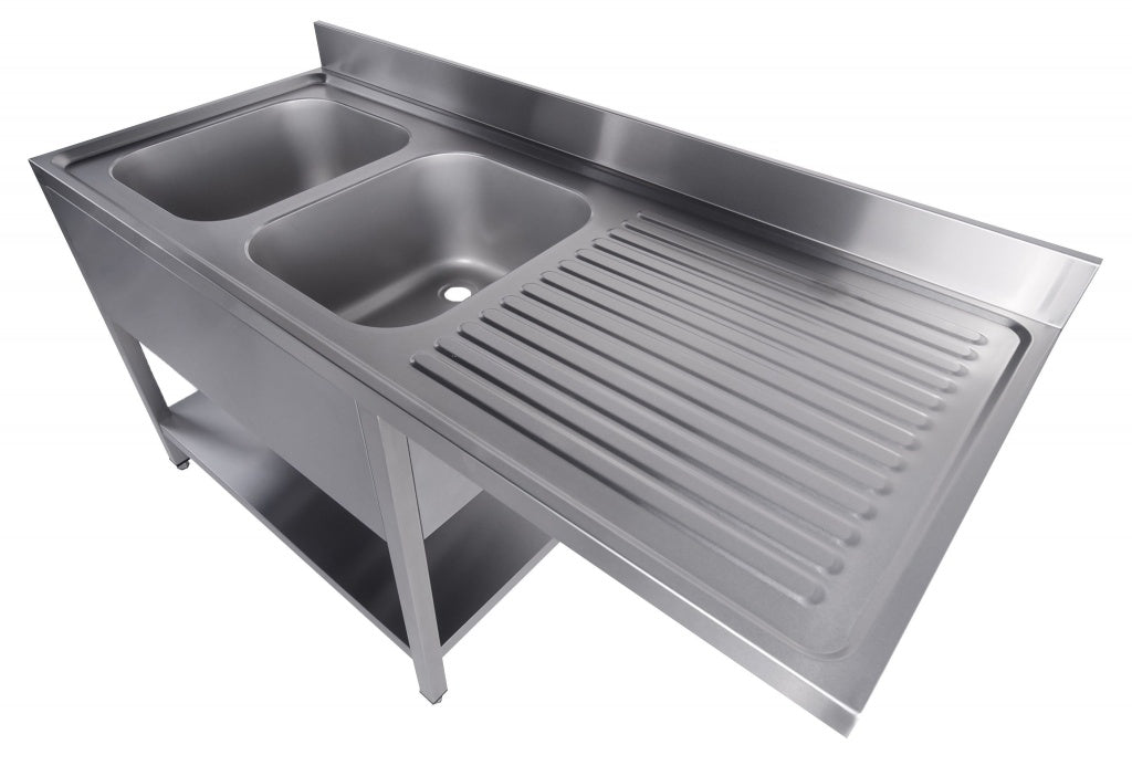 Premium Combisteel Double Left-Hand Bowls Dishwasher Sink - Spacious 1600 x 700mm Design (Model: 7333.1420)