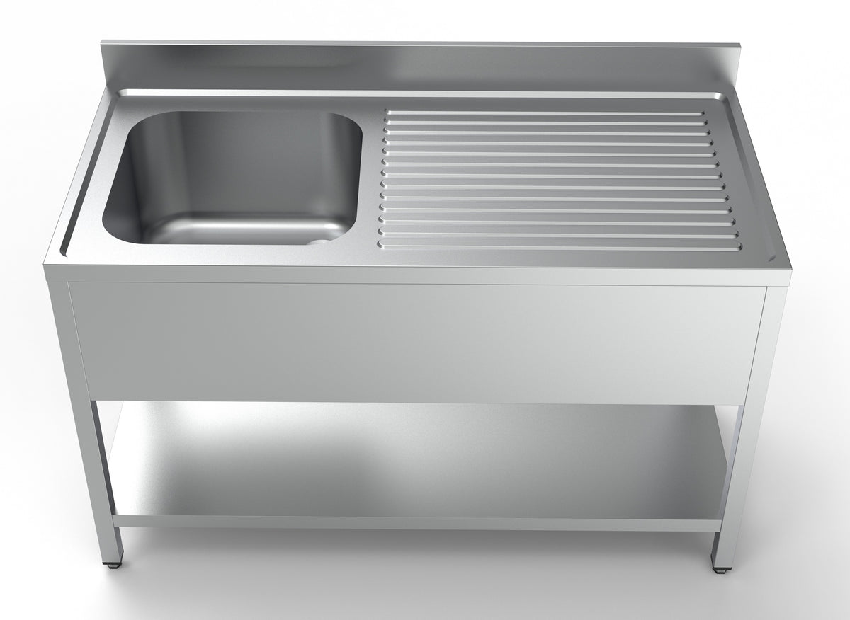 Commercial Sink - Upgrade Your Kitchen with the 1400mm Wide Stainless Steel Sink Featuring a Convenient Left Hand Bowl - Model 7333.0840