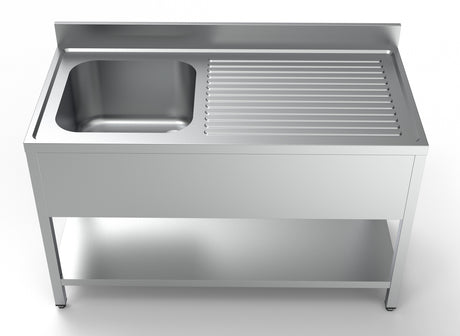 Commercial Sink - Upgrade Your Kitchen with the 1400mm Wide Stainless Steel Sink Featuring a Convenient Left Hand Bowl - Model 7333.0840