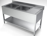 Sleek Combisteel 1600mm Wide Stainless Steel Double Bowl Sink with Left-Hand Orientation