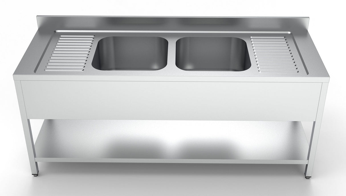 Premium Double Bowl Stainless Steel Sink - 2000mm Wide by Combisteel