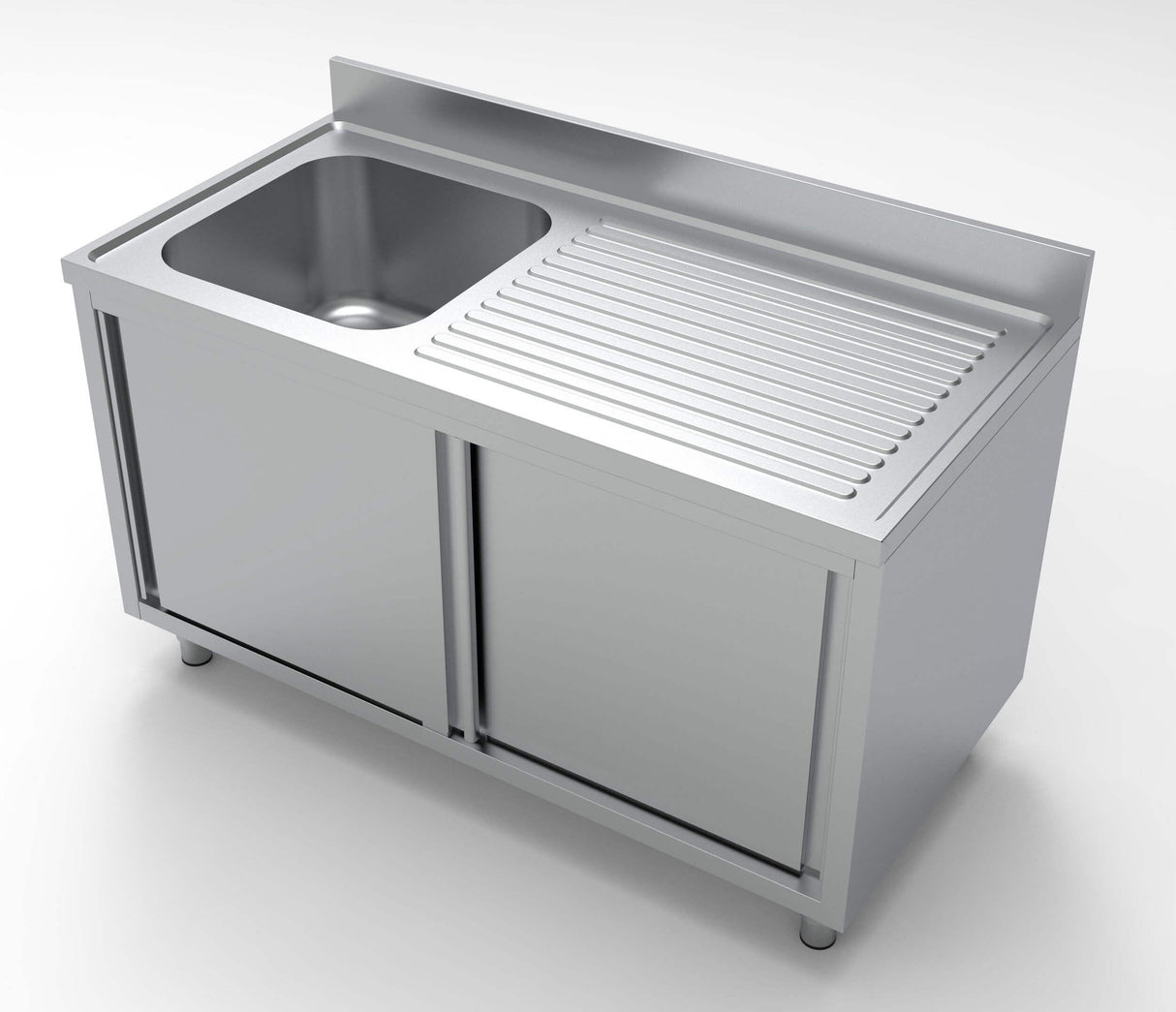 Premium 1400mm Wide Combisteel Stainless Steel Single Left Bowl Sink with Sleek Sliding Doors - Model 7333.0910