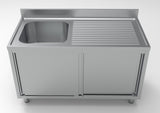 Elevate Your Kitchen with the 700mm Stainless Steel Single Bowl Sink Featuring Sliding Doors - Combisteel 7333.0915