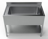 Discover the Combisteel Extra Wide Single Pot Wash Catering Sink - a spacious 1200mm solution for efficient kitchen cleanliness! Model 7333.1300.