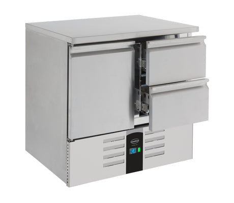 Commercial Refrigerated Counter - Refrigerated Counter 1 Door/2 Drawers Energy Line Equipped With Evaporator