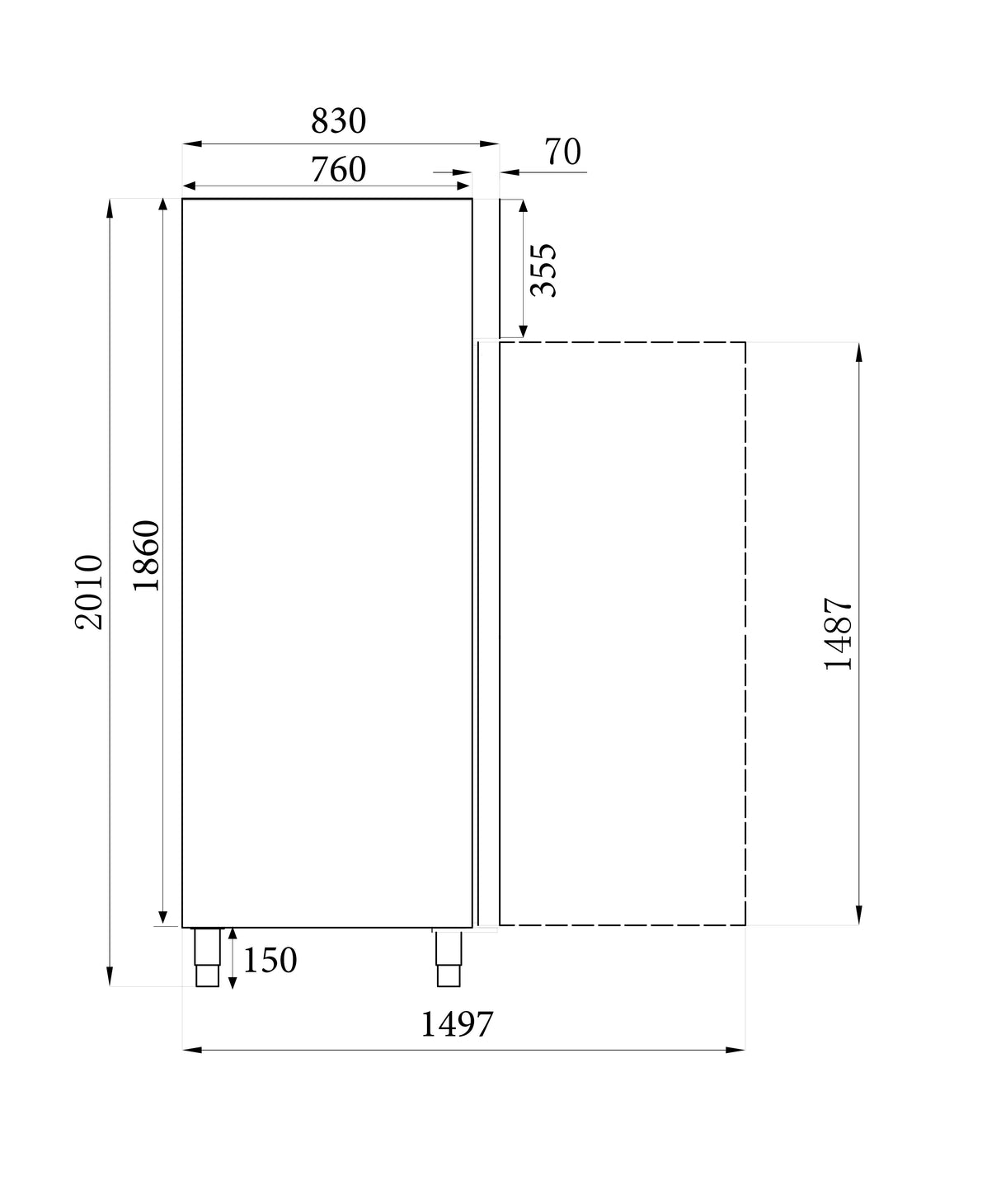 Sleek Stainless Steel 1-Door Refrigerator by Combisteel - Model 7450.0072