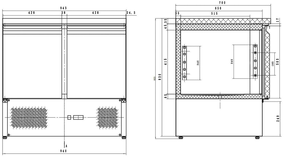 Premium Combisteel 2-Door Refrigerated Negative Counter – Model 7450.0079