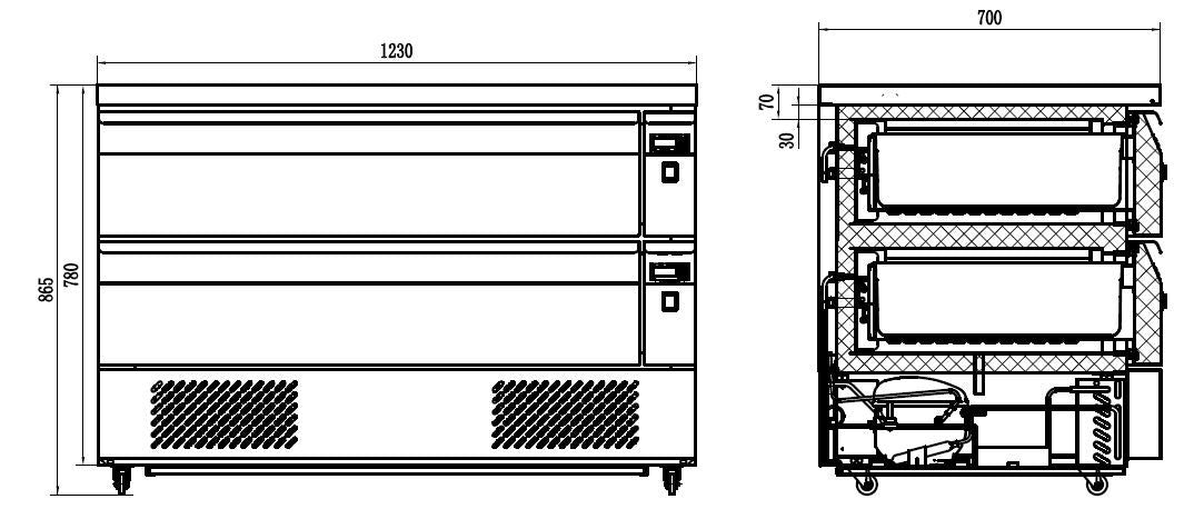 Combisteel Refrigerated/Freezer Counter 2 Drawers 6 X 1/1 Gn