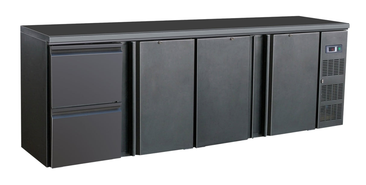 Combisteel Barcooler Black 3 Doors And 2 Drawers