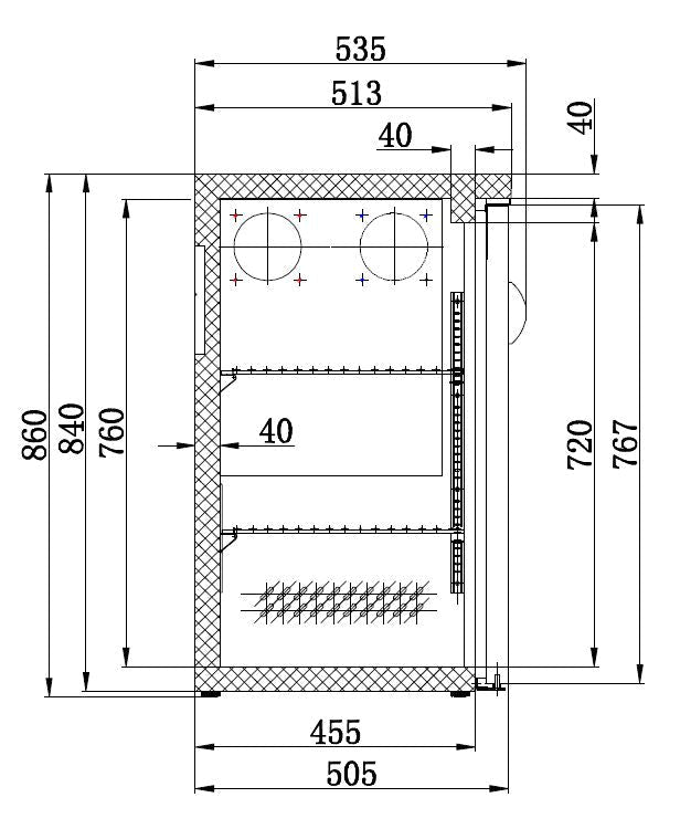 Sleek Black Combisteel Backbar Cooler with Double Glass Doors - Model 7450.0335