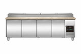 Commercial Pizza Prep Counter - Saladette 4 Doors With Granite Worktop And 12x1/3 Gn Container *Transport On Request*