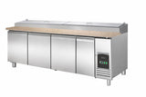 Commercial Pizza Prep Counter - Saladette 4 Doors With Granite Worktop And 12x1/3 Gn Container *Transport On Request*