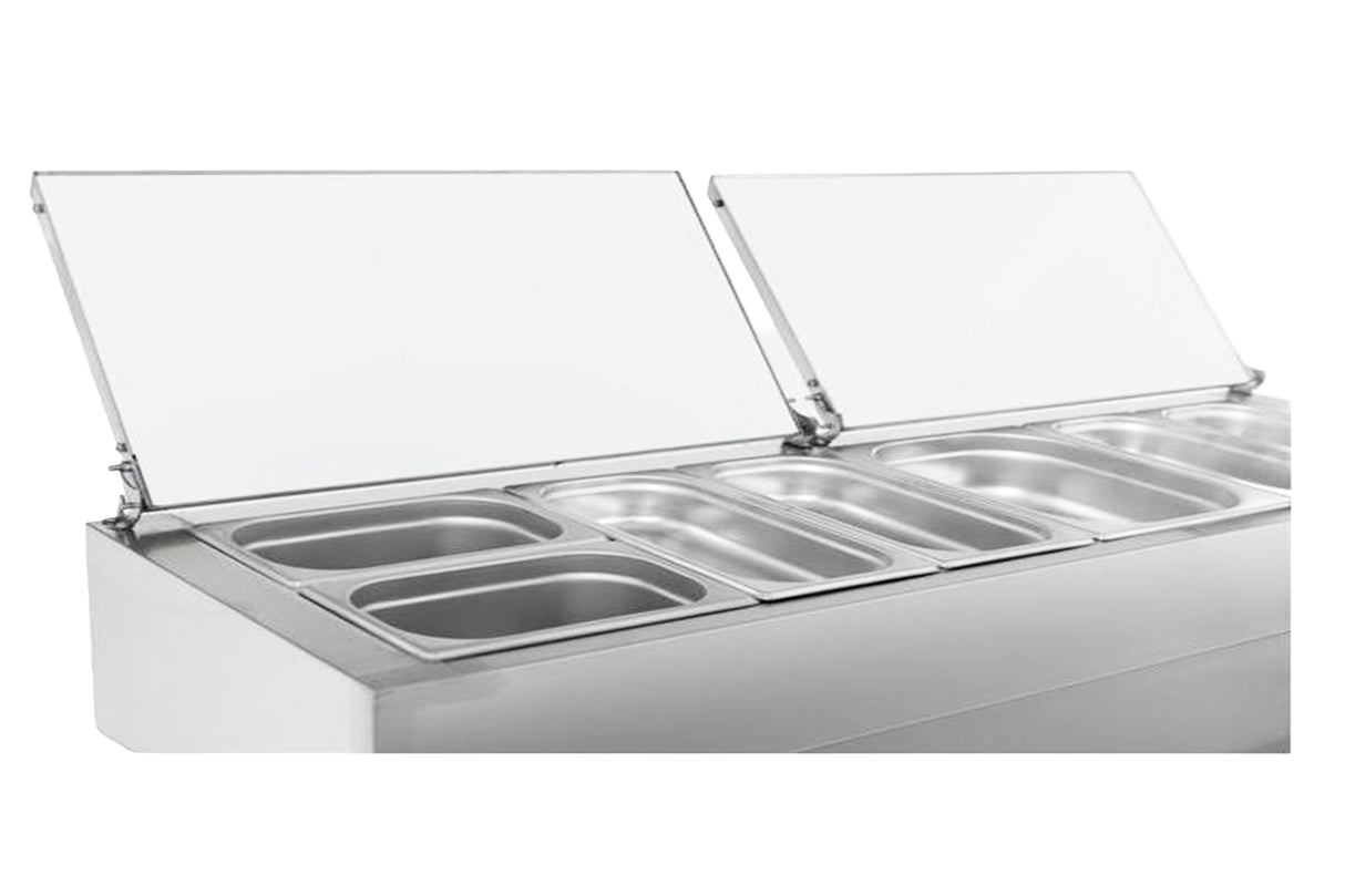 Commercial Pizza Prep Counter - Saladette 4 Doors With Granite Worktop And 12x1/3 Gn Container *Transport On Request*