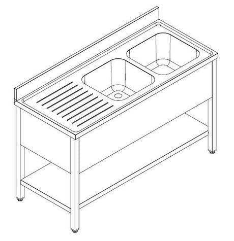 Commercial Sink - Double Right Bowl Stainless Steel Sink - 2000mm Wide Flat Pack 7452.0415