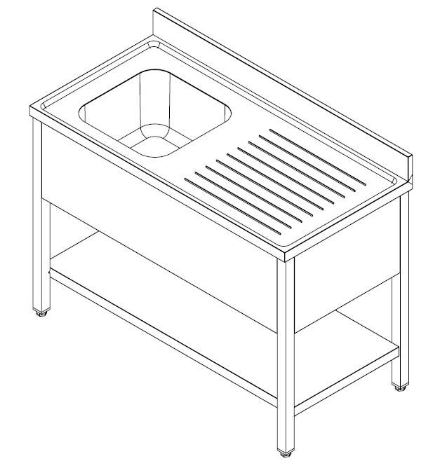 Premium 700mm Stainless Steel Single Left Bowl Sink – Flat Pack, 1400mm Wide by Combisteel