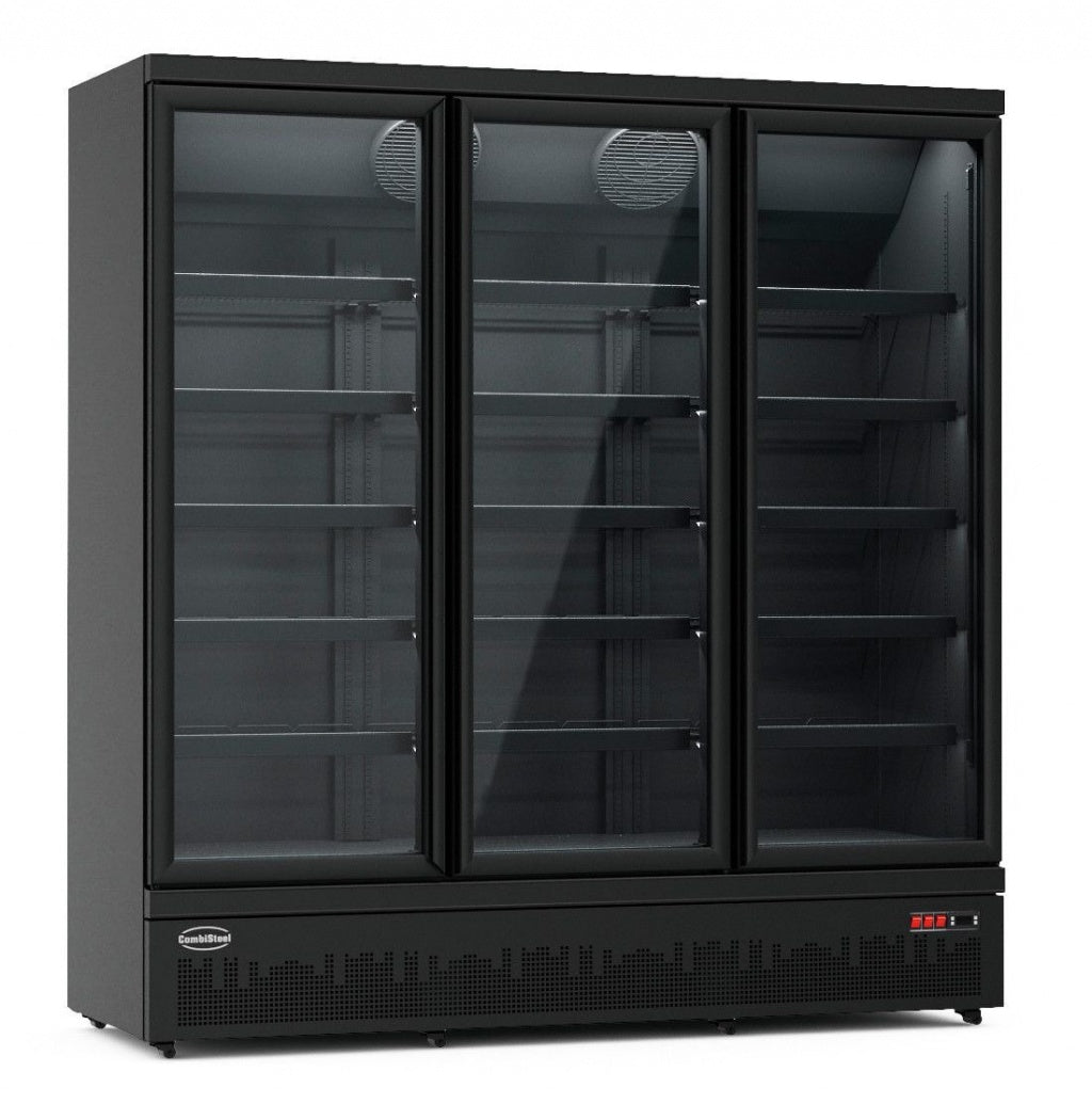 Sleek Combisteel Triple Glass Door Display Freezer JDE-1530F - Elegant Black Finish for Stunning Food Presentation - Model 7455.2250