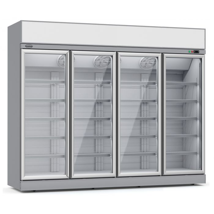 Stylish 2060L Combisteel Glass Door Merchandising Fridge with Four Hinged Doors - Model 7455.2416