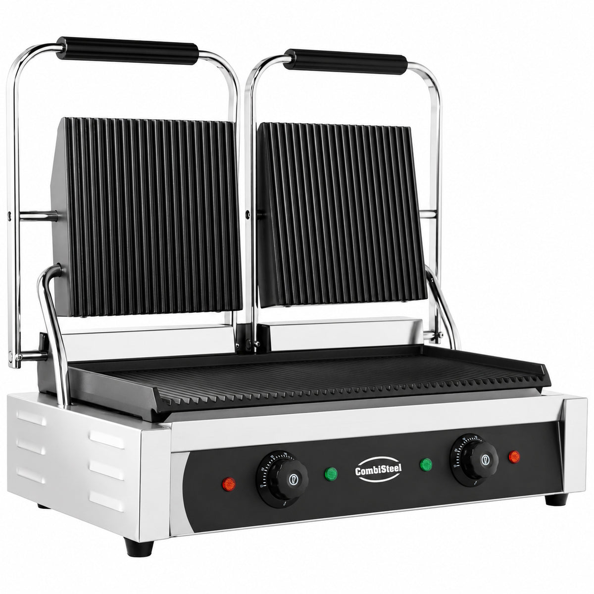 Commercial Catering Equipment - Versatility with the Large Twin Contact Grill - Ribbed Top and Bottom Design