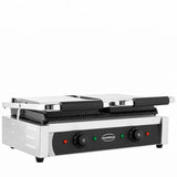 Commercial Catering Equipment - Versatility with the Large Twin Contact Grill - Ribbed Top and Bottom Design