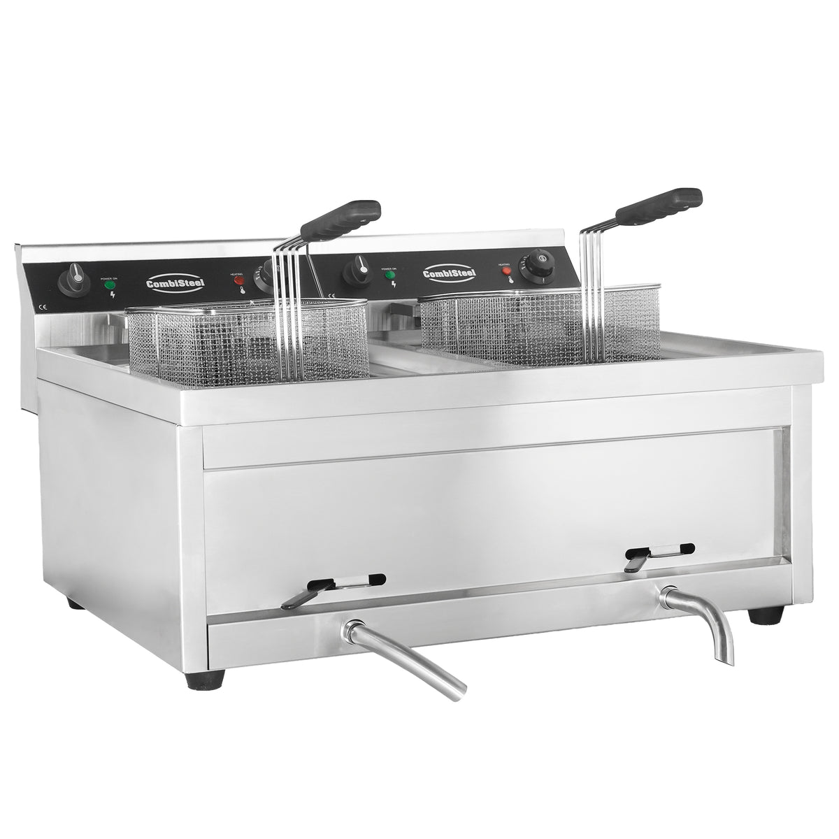 Commercial Fryer - Dual Electric Fryer with Twin Tanks - 24 Litre Capacity, Powerful 18kW, Countertop Design