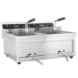Commercial Fryer - Dual Electric Fryer with Twin Tanks - 24 Litre Capacity, Powerful 18kW, Countertop Design