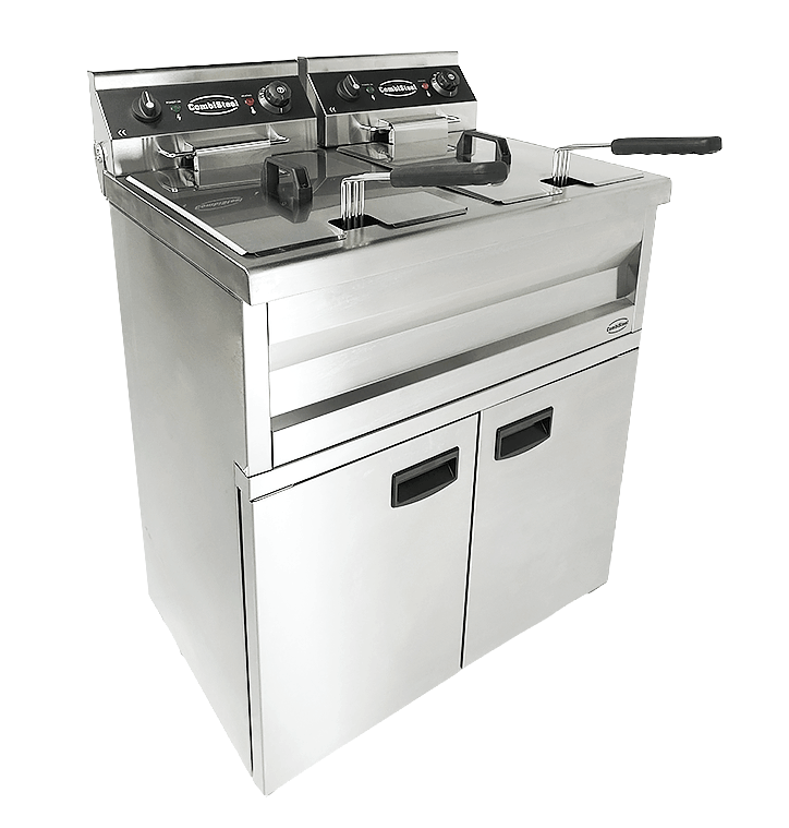 Commercial Fryer - Introducing the Electric Dual Tank Floor Fryer – 2 x 9 Litre Capacity for Perfectly Crispy Results