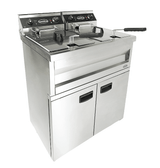 Commercial Fryer - Introducing the Electric Dual Tank Floor Fryer – 2 x 9 Litre Capacity for Perfectly Crispy Results