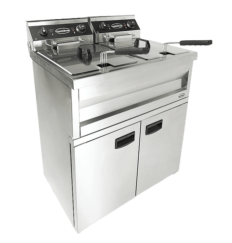 Commercial Fryer - Introducing the Electric Dual Tank Floor Fryer – 2 x 9 Litre Capacity for Perfectly Crispy Results