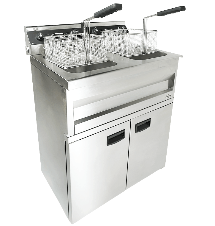 Commercial Fryer - Introducing the Electric Dual Tank Floor Fryer – 2 x 9 Litre Capacity for Perfectly Crispy Results