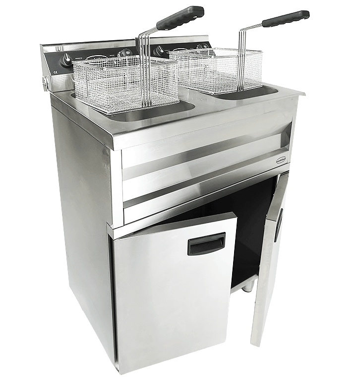 Commercial Fryer - Introducing the Electric Dual Tank Floor Fryer – 2 x 9 Litre Capacity for Perfectly Crispy Results
