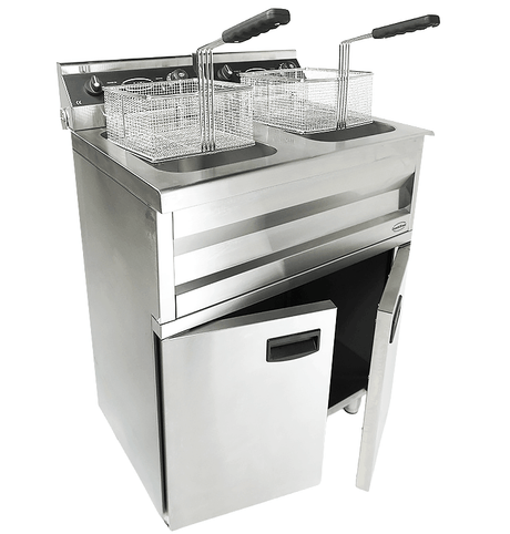 Commercial Fryer - Introducing the Electric Dual Tank Floor Fryer – 2 x 9 Litre Capacity for Perfectly Crispy Results