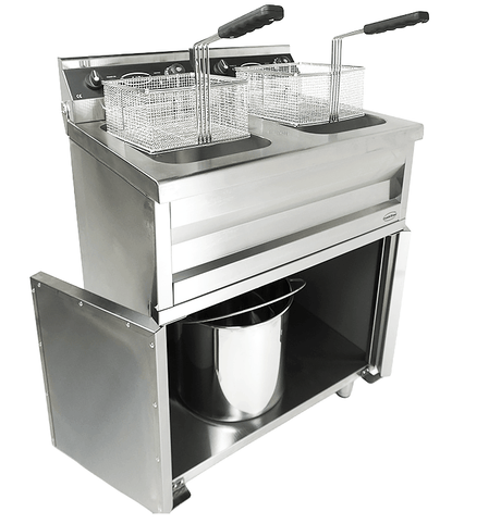 Commercial Fryer - Introducing the Electric Dual Tank Floor Fryer – 2 x 9 Litre Capacity for Perfectly Crispy Results
