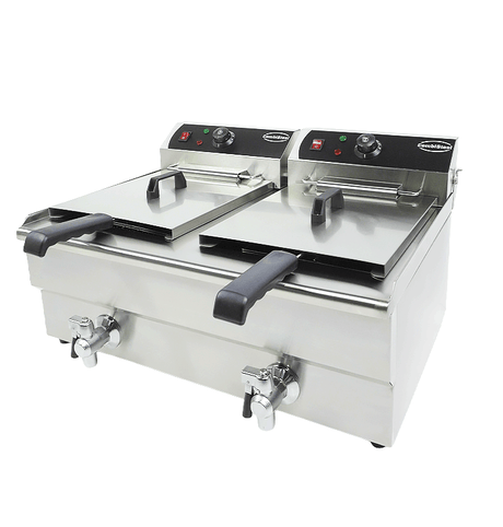 Commercial Fryer - Dual Tank Electric Countertop Fryer - 20 Liters of Power for Perfect Cooking Every Time