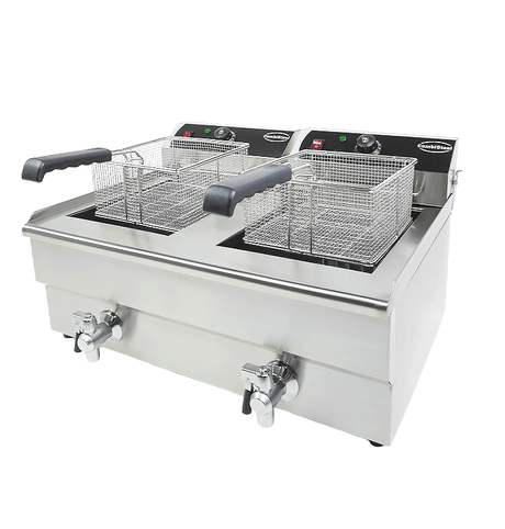 Commercial Fryer - Dual Tank Electric Countertop Fryer - 20 Liters of Power for Perfect Cooking Every Time