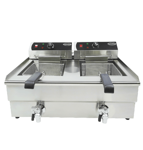 Commercial Fryer - Dual Tank Electric Countertop Fryer - 20 Liters of Power for Perfect Cooking Every Time